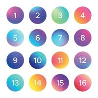 Colorful gradient with number. Vector set of shape