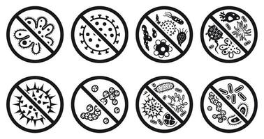 Antiviral and antibacterial icon. Vector icons set