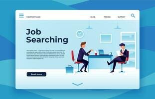 Job searching landing page. We are hiring, interview preparation vector illustration