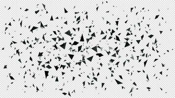 Abstract shatter particles. Random flying dark triangles particles, shattered texture and broken pieces isolated explosion vector illustration