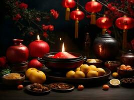 naranjas hacer ofrendas a el espíritu, chino nuevo año foto