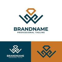 Letter BD, BE, or W Diamond Logo, suitable for any business related to Diamond with Letter BD, BE, or W Diamond Logo initial. vector