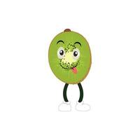 Cute kiwi cartoon. with happy facial expressions and different pose. Cartoon character of slice of kiwi with various chef emoticons vector