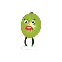 Cute kiwi cartoon. with happy facial expressions and different pose. Cartoon character of slice of kiwi with various chef emoticons vector