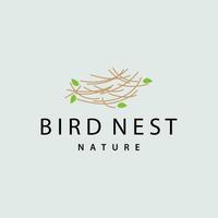 Bird Nest Logo, Bird House Shelter Vector, Modern Line Vintage Design Minimalist Style Symbol Template vector