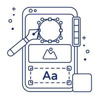 Conceptual linear design icon of mobile designing vector