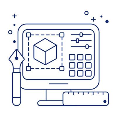 Editable design icon of 3d model