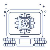 un único diseño icono de bitcoin procesador vector