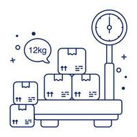 Conceptual linear design icon of parcel weighing vector