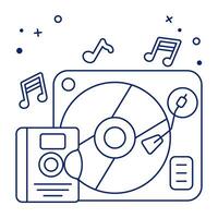 A retro vinyl recorder icon, vector design of turntable