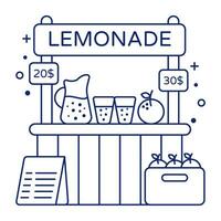 Conceptual linear design icon of lemonade stand vector