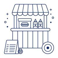 Conceptual linear design icon of street cart vector