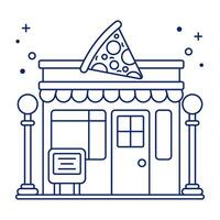 A linear design icon of pizza shop vector