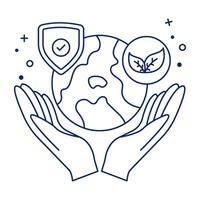 An outline design icon of global care vector