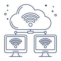 Cloud connected device icon, editable vector