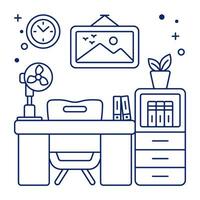 An outline design icon of workroom vector