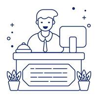 A linear design icon of receptionist vector