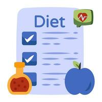 Conceptual flat design icon of diet chart vector