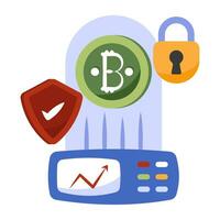 A creative design icon of secure bitcoin vector