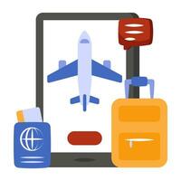 An editable design icon of mobile flight vector