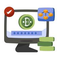 A creative design icon of online bitcoin password vector