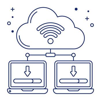 icono de dispositivo conectado a la nube, vector editable