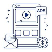 Modem design icon of mobile video ad vector