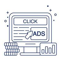 A colored design icon of online ad vector