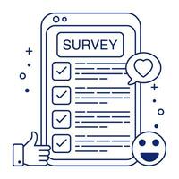 Editable design icon of mobile survey vector