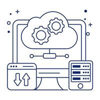 Conceptual linear design icon of cloud setting vector