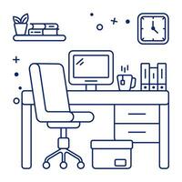 un lineal diseño icono de espacio de trabajo vector