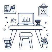 A linear icon design of workspace vector