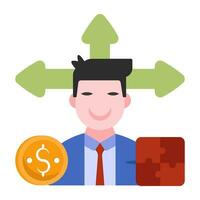 Avatar with arrows, icon of business opportunities vector