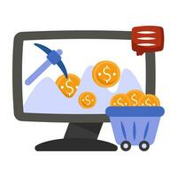 Pickaxe with mountain and dollar showcasing dollar mining vector