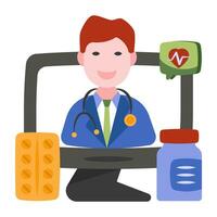 An icon design of online doctor vector