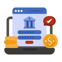 An editable design icon of secure banking website vector