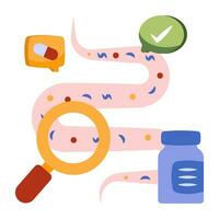 A flat design icon of small intestine analysis vector