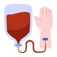 Conceptual flat design icon of blood transfusion vector