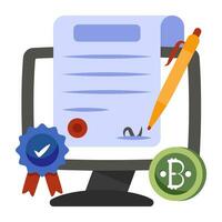 editable diseño icono de bitcoin contrato vector