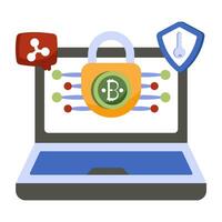 A creative design icon of secure bitcoin vector