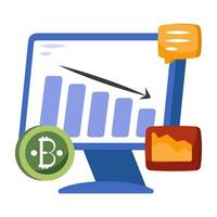 Premium download icon of bitcoin recession chart vector