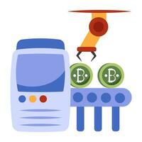 An icon design of bitcoin conveyor vector