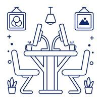 A linear design icon of employees table vector