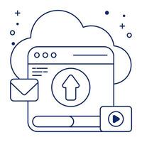 A linear design icon of web uploading vector