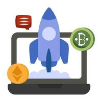 Editable design icon of bitcoin launch vector