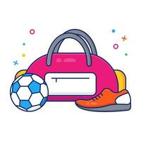 A flat design icon of gym bag vector