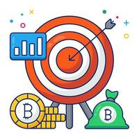 Editable design icon of bitcoin target vector