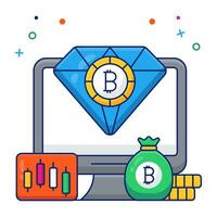 Creative design icon of bitcoin diamond vector