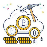 un Perfecto diseño icono de nube bitcoin vector