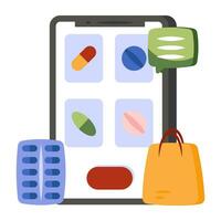 Mobile medicines icon, editable vector